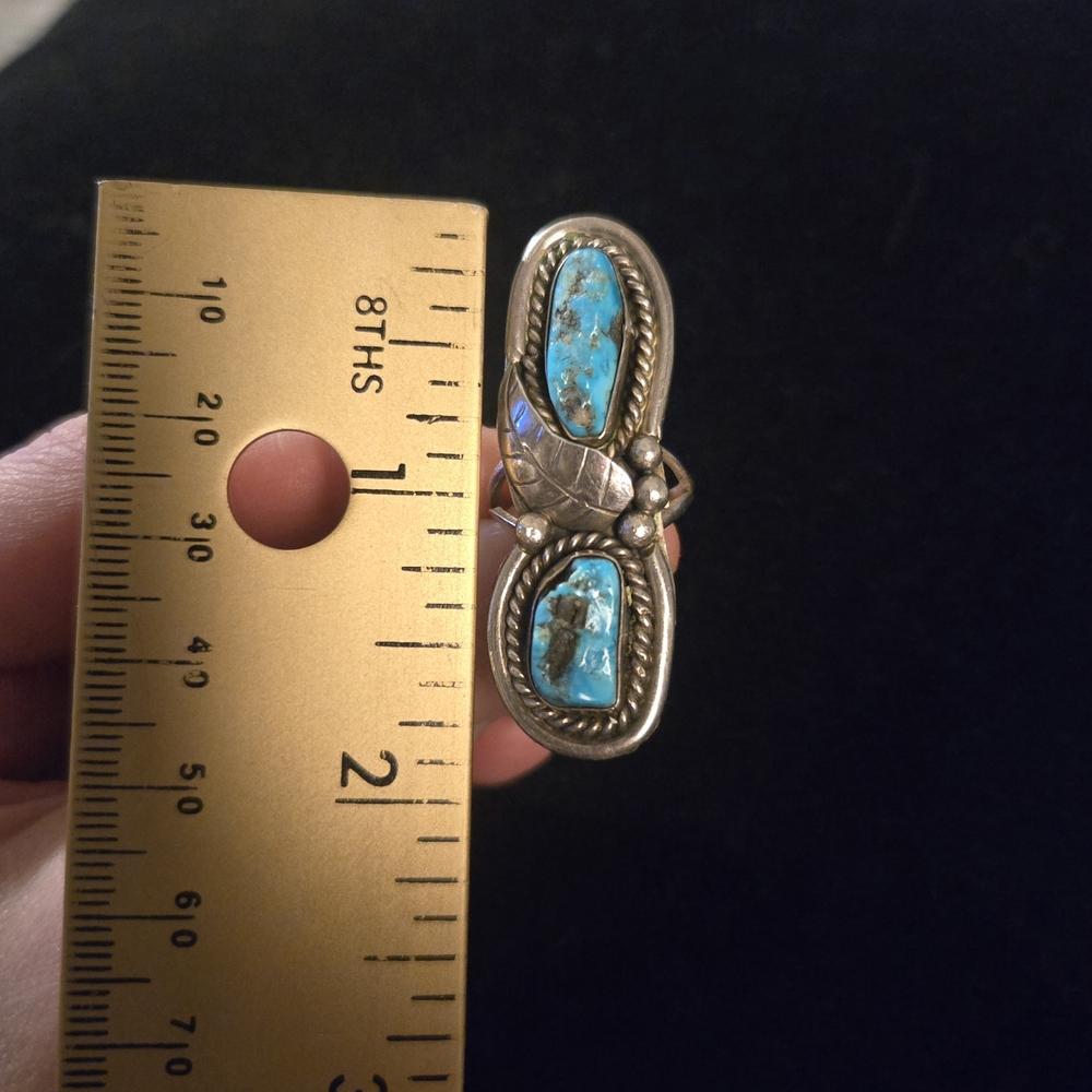 70s Southwest Turquoise & Sterling Silver Statement Ring - Picture 6 of 6